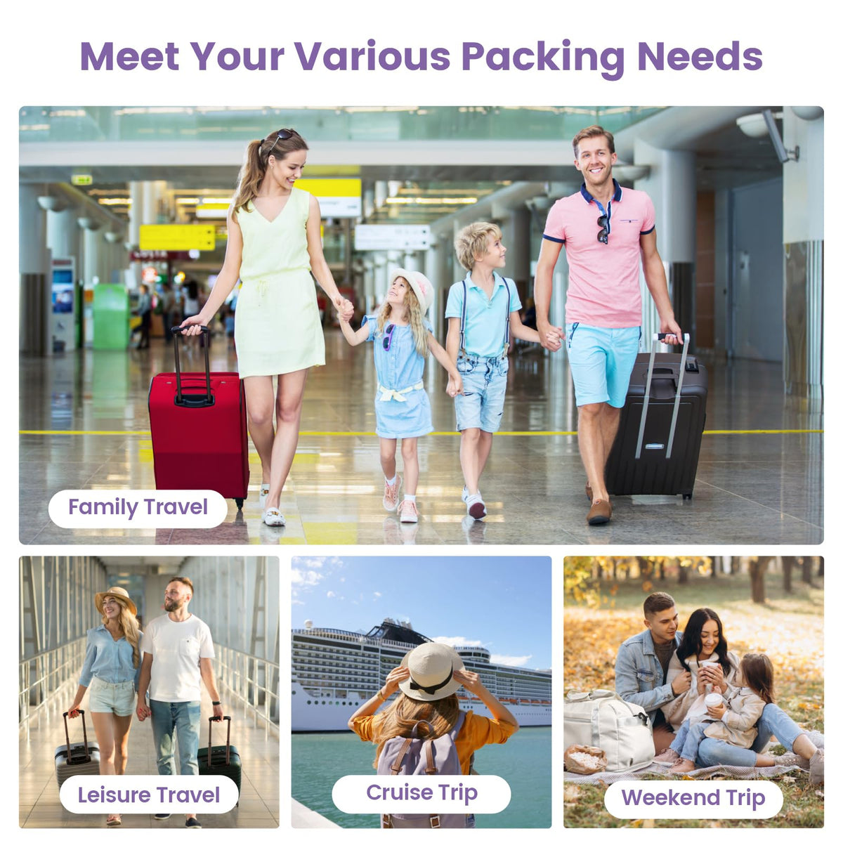 Mesh Packing Cubes for Travel (11 Purple (No Compression) / 7-Piece Set)