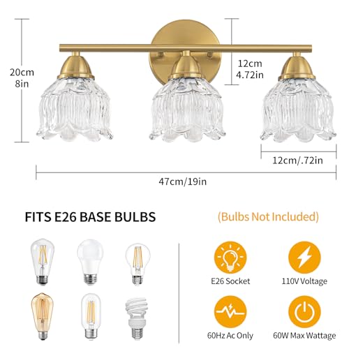 Bathroom Vanity Light with Clear Glass Shade