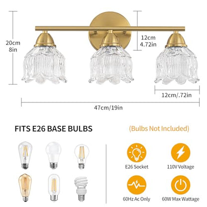 Bathroom Vanity Light with Clear Glass Shade
