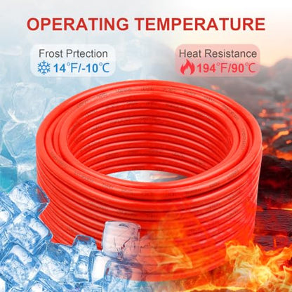 THHN Wire 6 AWG 15FT Stranded OFC Copper Conductor with Nylon Coated PVC Jacket (Red / 6AWG 15FT)