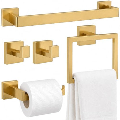 5 Piece Bathroom Accessories Stainless Steel Towel Bar Set