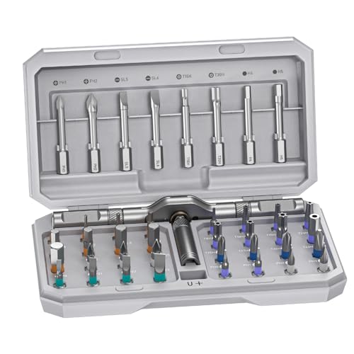 Magnetic Screwdriver Set Precision Multi Bit Repair Kit with Detachable Allen Wrench T Handle for Furniture