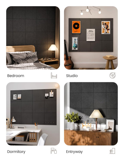 Felt Bulletin Board & Cork Board Alternative 48'' x 36'' (Charcoal Gray-1 / Solid tile 12-pack)