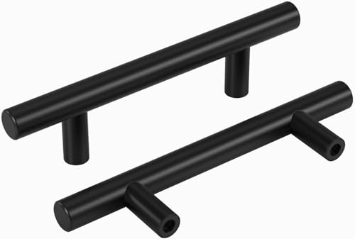 25Pack 4.5in Cabinet Handles Black Kitchen Cabinet Pulls Drawer Pulls for Dresser Drawers (4-1/2in hole centers / Black)