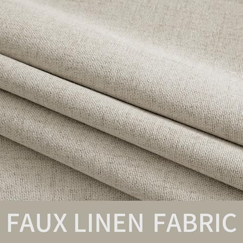 100% Blackout Linen Curtains for Bedroom 52x84 Inches Cobblestone (Cobblestone / 52"W x 84"L (Pack of 2))