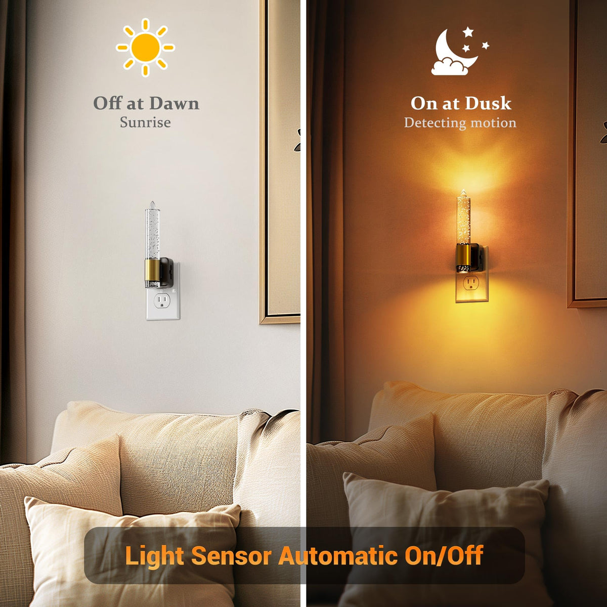 Night Light Flameless Candle Night Lights Plug into Wall (Crystal)