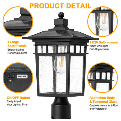 Solar Post Lights Outdoor (Black / 17-Inch-1 Pack-Solar Powered)