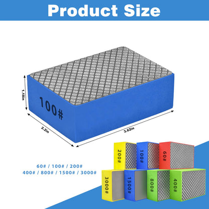Diamond Hand Polishing Pads (7PCS-60#,100#,200#,400#,800#,1500#,3000#)