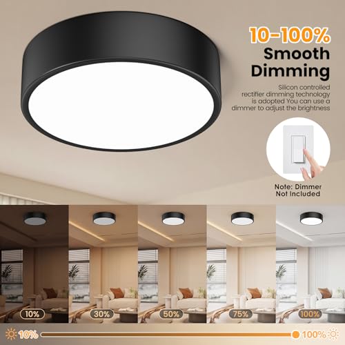 5CCT Dimmable LED Flush Mount Ceiling Light Fixture