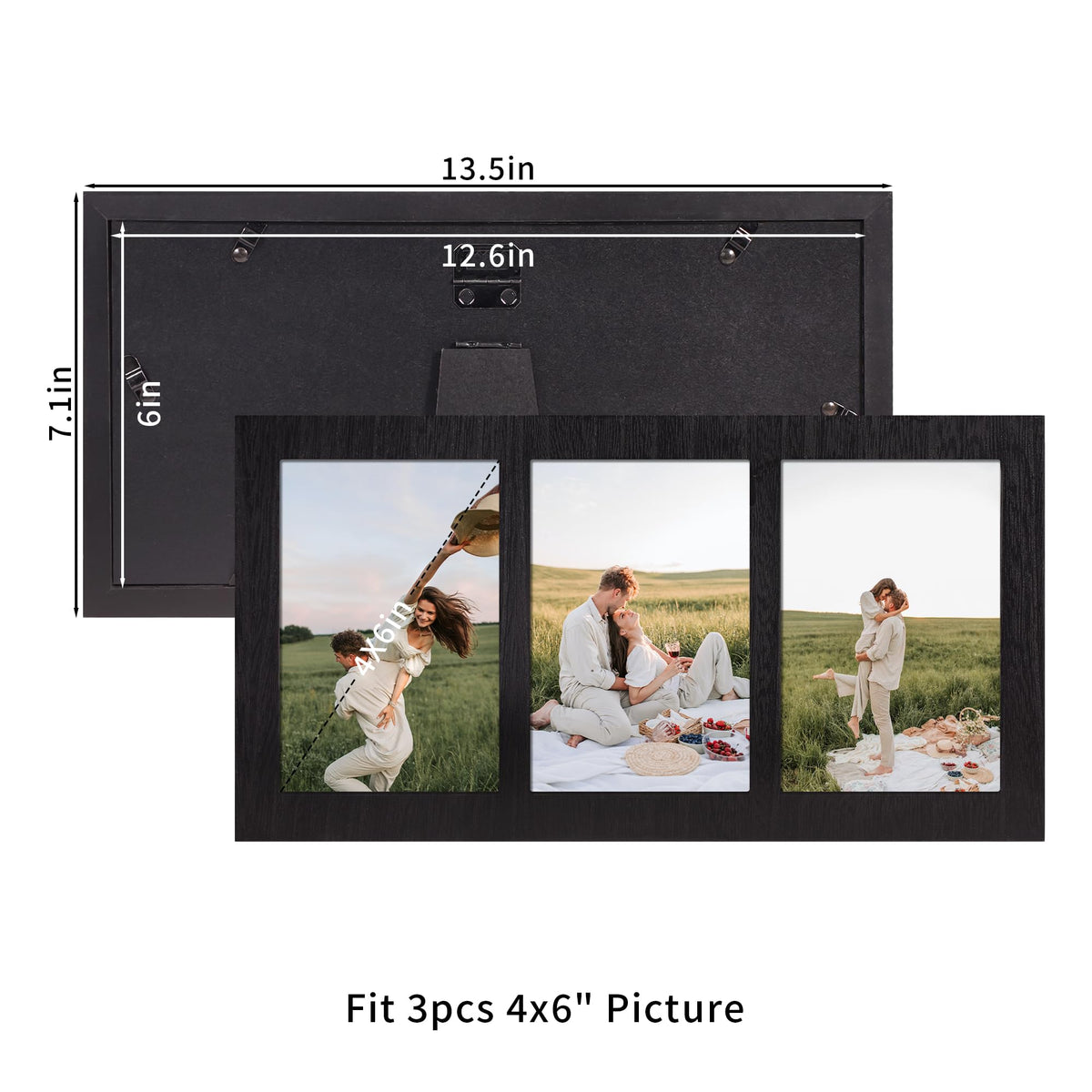 4x6 Collage Picture Frames (Rustic Black / 7x13.5in (2Pack))