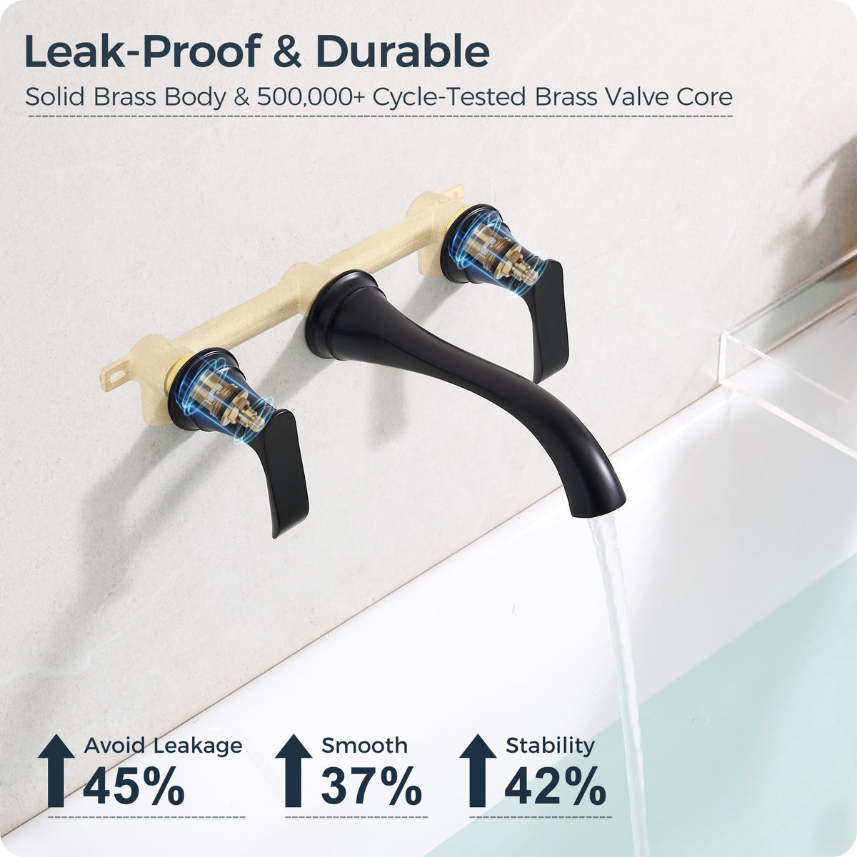 Black Wall Mount Tub Filler (Matte Black - Modern)