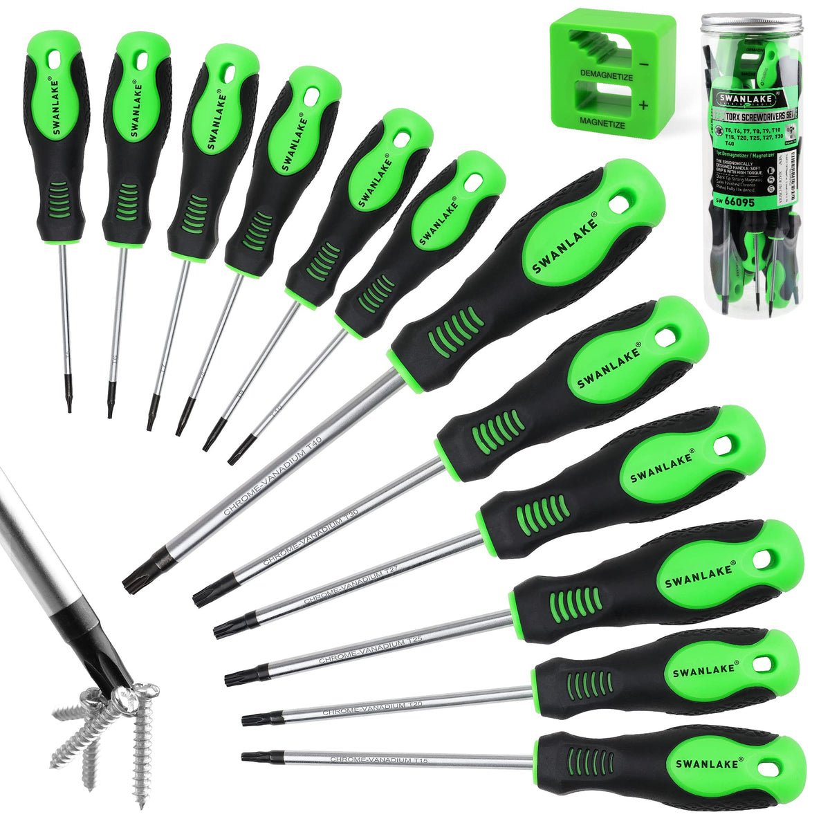 SWANLAKE Magnetic Torx Screwdriver Set (13-Piece Torx Screwdriver Set)