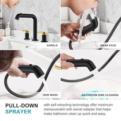 Widespread Bathroom Faucet with Sprayer