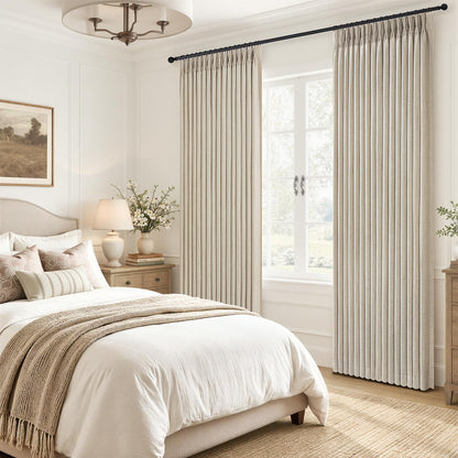 70 Inch Extra Wide Pinch Pleated Blackout Thick Curtains (Warmbeige / 70"W x 108"L (Pack of 2))