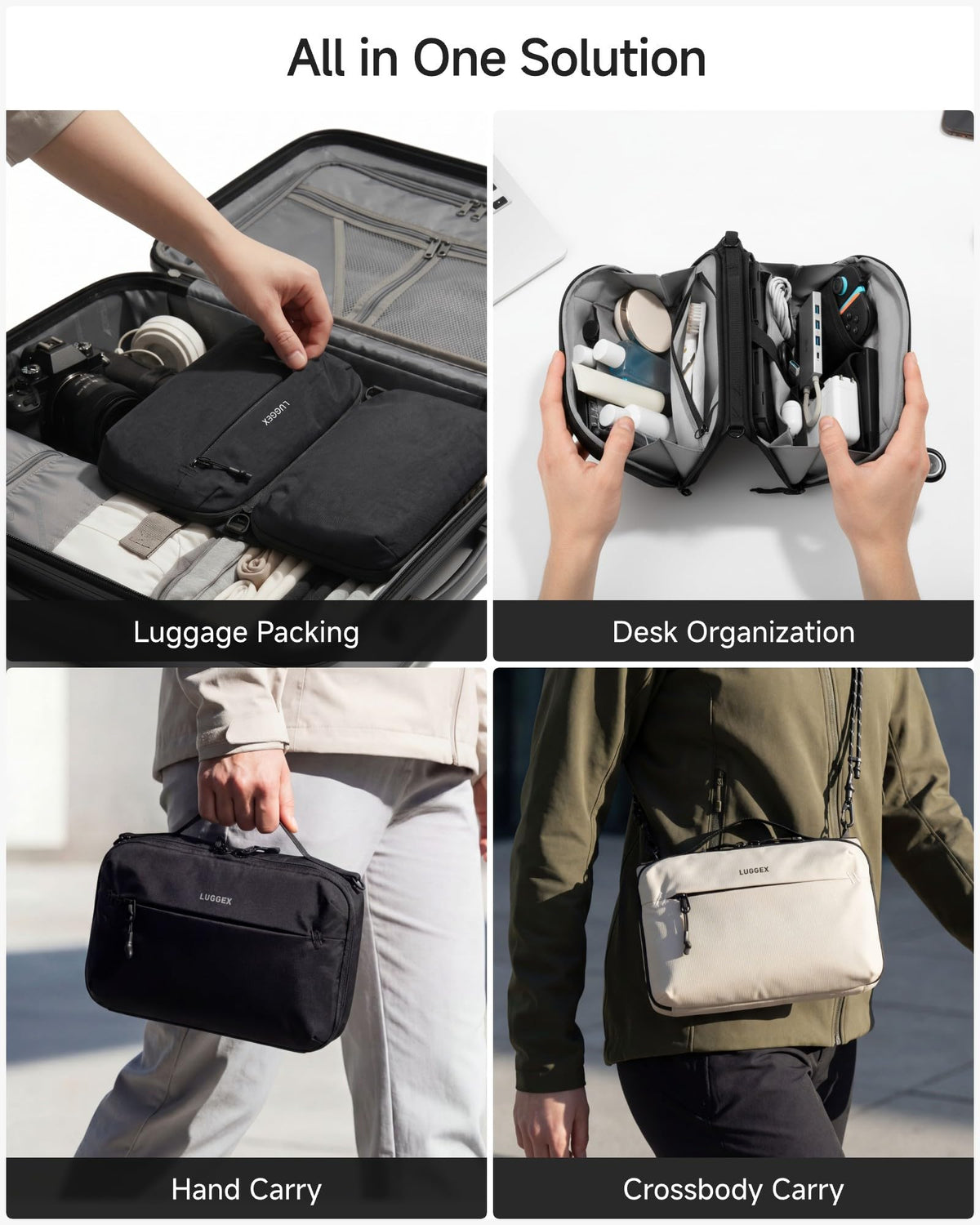 Electronics Organizer Travel Case (Black USB / L)