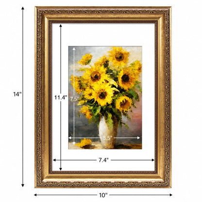8x12 Vintage Picture Frame with 6x8 Mat Set of 2 (Gold / 8x12 inch)