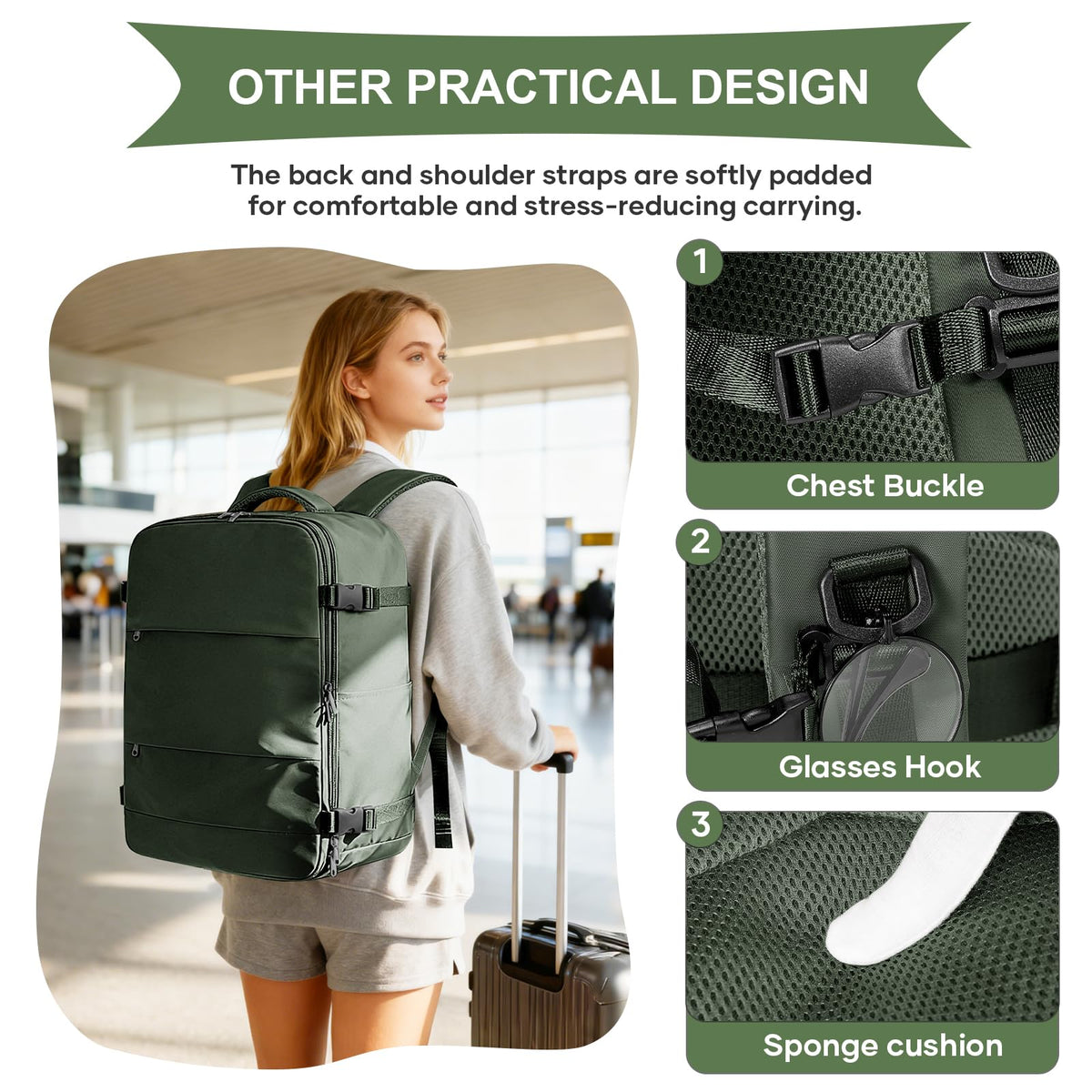 Vacuum Backpack Travel with Pump (A1-olive Green / 33 liters)