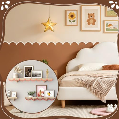 Unfinished Scalloped Decorative Wood Trim Scalloped Edge Decorative Wood Molding Cute DIY Moulding Trim for Home Wall Window Cabinet Shelf Door Frames Decoration