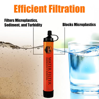 3 Pack Water Filter Straw with Emergency Whistle (3-Pack(Orange) / 3-Pack)