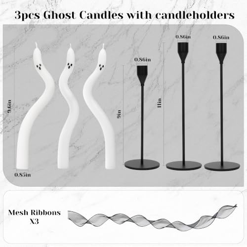Halloween Decorations indoor (Ghost Candles With Candleholder-3pcs)