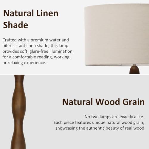 64.9" Farmhouse Solid Walnut Wood Floor Lamp