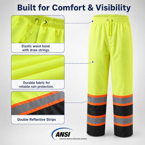 Rain Jacket Men Hi Vis Rain Coats Reflective Raincoat High Visibility Work Suits for Men Women Waterproof （RS250 (Medium / Yellowblack)