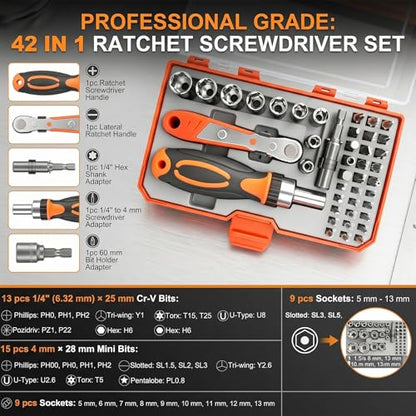 42 in 1 Magnetic Ratcheting Screwdriver Set