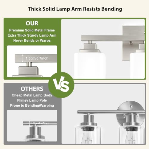 Brushed Nickel Bathroom Light Fixtures (Nickel-White Shade / 4-Light)