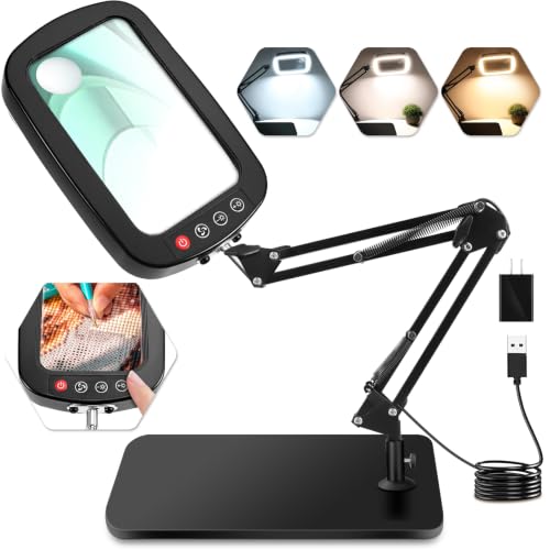 10X 30X Large Magnifying Glass with Light and Stand