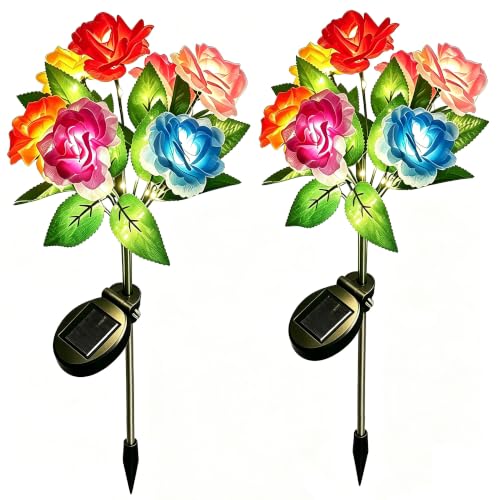 2 Pack Rose Solar Lights