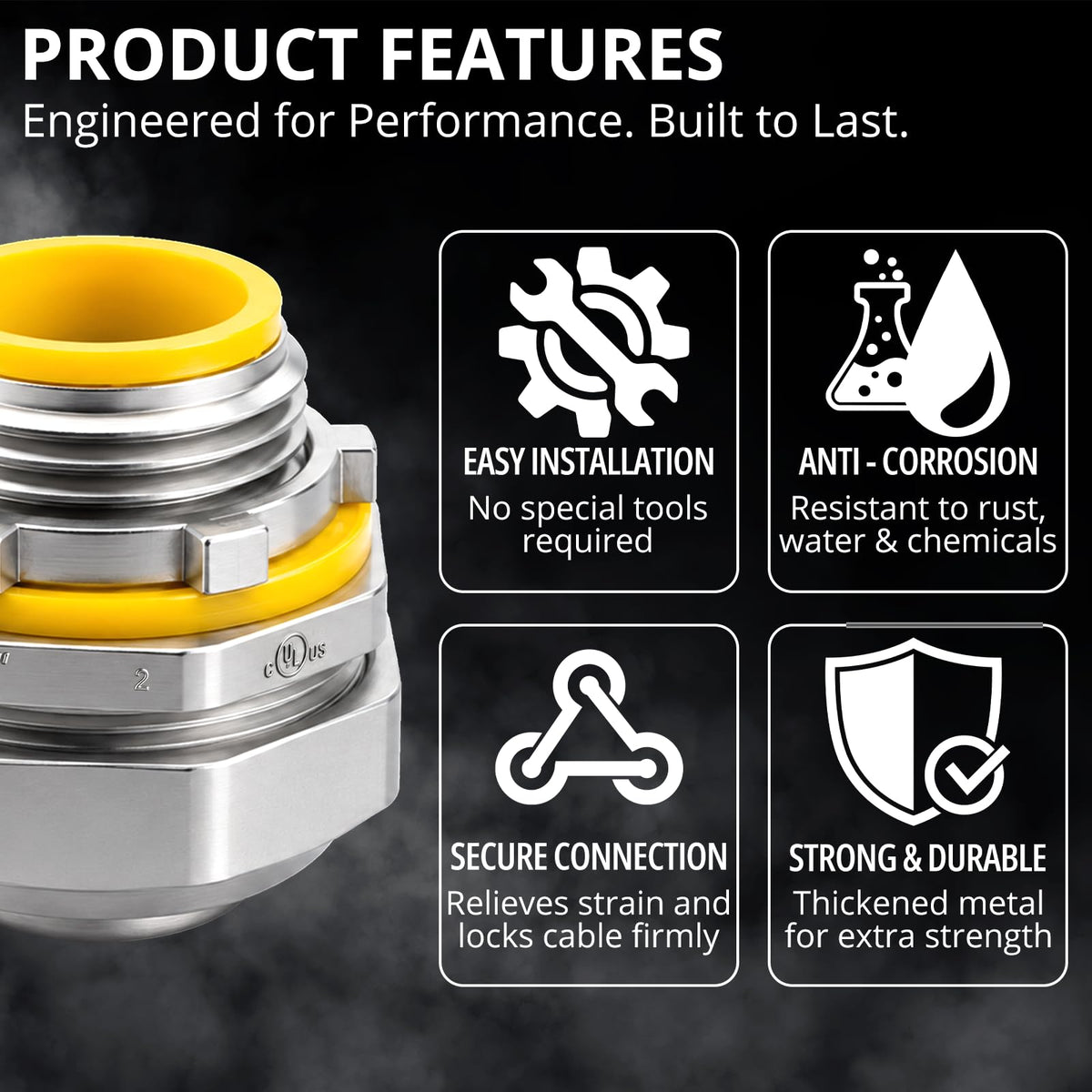 10 Pack Liquid Tight Connector Straight 1 (0.5 Inch)