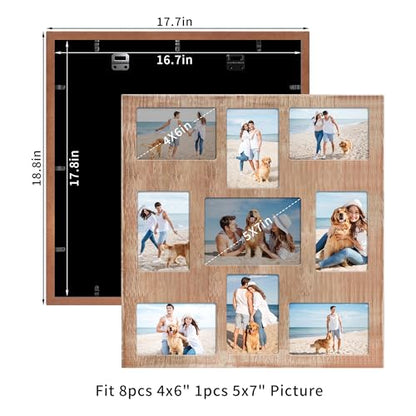 Picture Frame Collage for 4x6 and 5x7 Photos (Rustic Brown / 17.7x18.8in (1Pack))