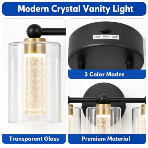 Brushed Nickel Vanity Light with 3 Color Modes