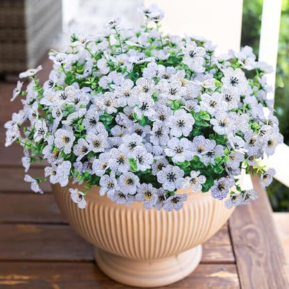 Artificial Flowers Daisy with Eucalyptus Leaves for Outdoor Indoor Garden Home Decoration 12 Bundles