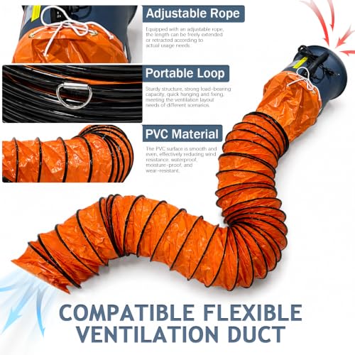 Portable Utility Blower Fan with Flexible Ducting
