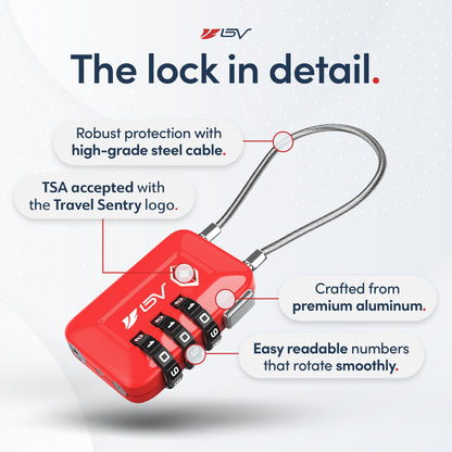 Luggage Locks TSA Accepted (Red 4-Pack)