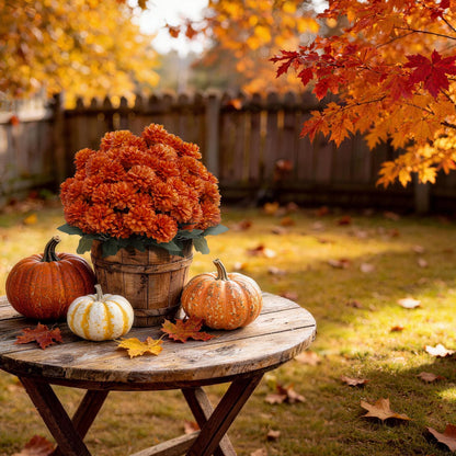 Artificial Fall Mums (Orange-12 Bundles)