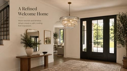 3 Tier 26 Inch Clear Crystal Glass Chandeliers (Clear Gold)