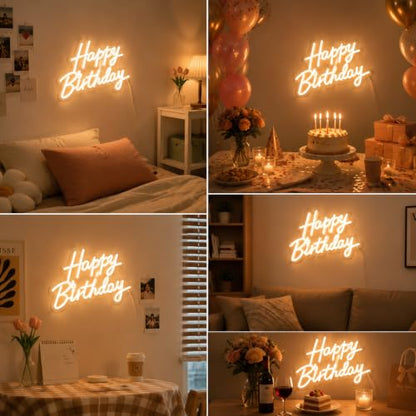Dimmable Happy Birthday Neon LED Sign for Backdrop