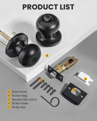 Matte Black Door Knobs (Black)