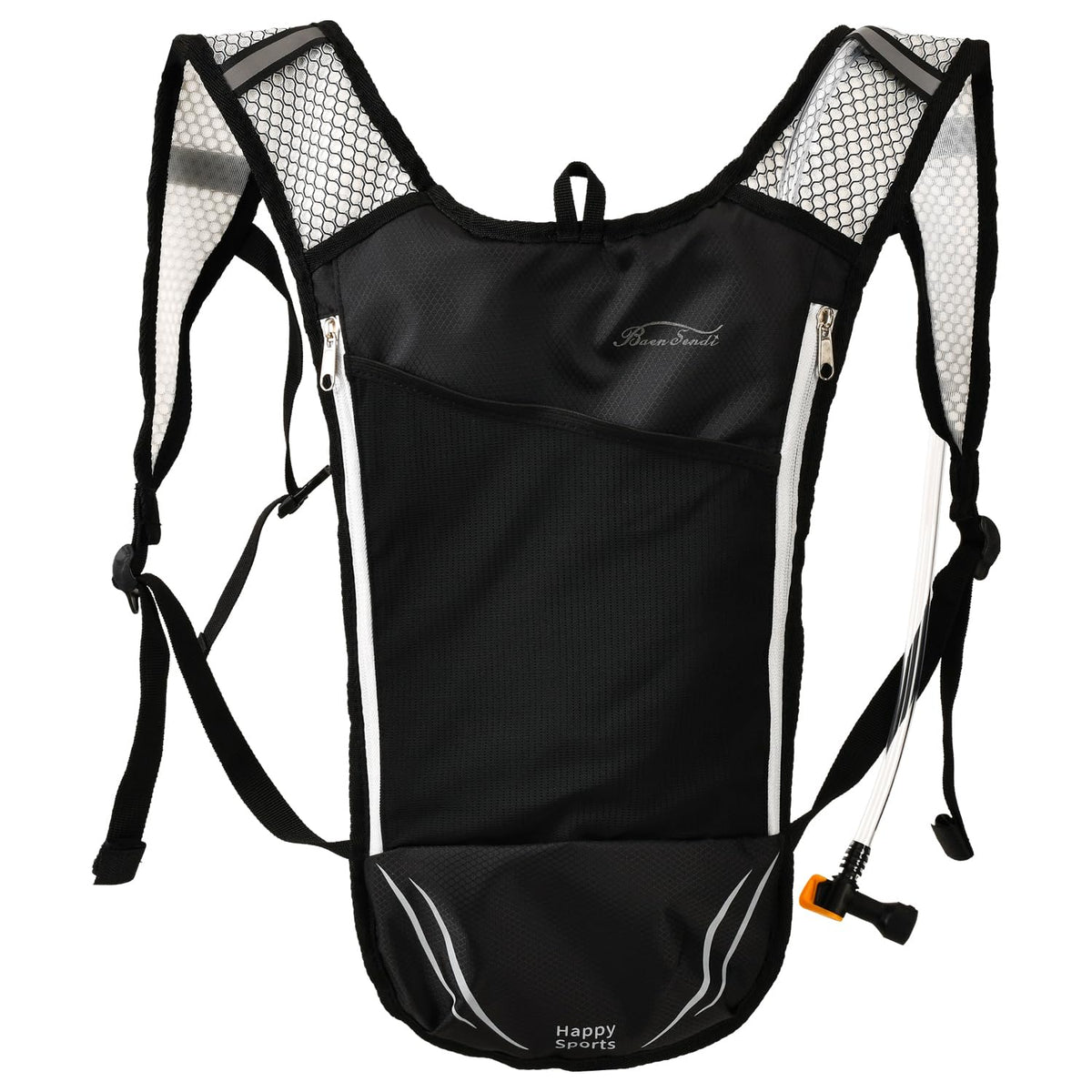 2 Pack Hydration Pack with 2L Backpack Water Bladder (Black with Grey Zipper (1 Pack))
