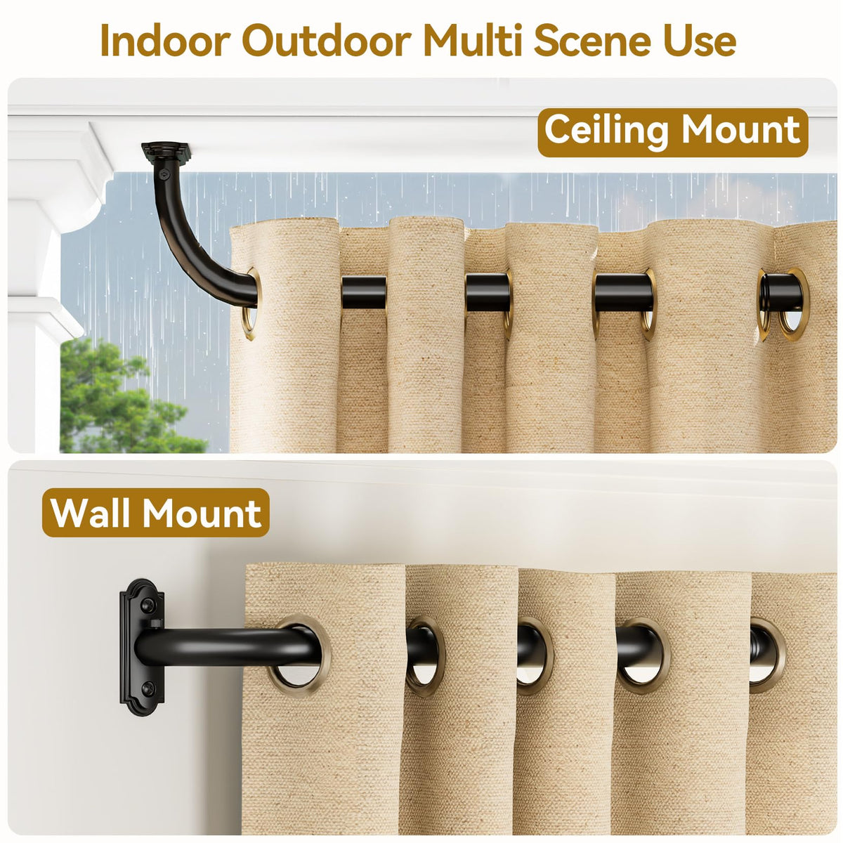 Curtain Rod 2 Pack 32 (Black / 32 to 58" - 2Pack)