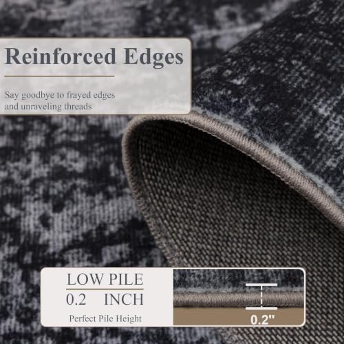 4x6 Washable Area Rug (Black & Grey / 4' x 6' (Rectangular))