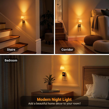 Night Lights Plug into Wall Vintage Nightlight Dusk to Dawn Sensor (White / 2 Pack)