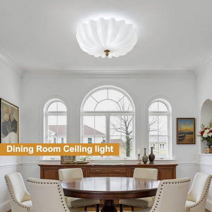 Milk Glass Ceiling Light Flush Mount Flower Shade 3