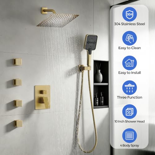 10 Inch Rain Shower Faucet Set with Body Jets