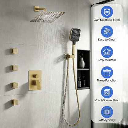 10 Inch Rain Shower Faucet Set with Body Jets
