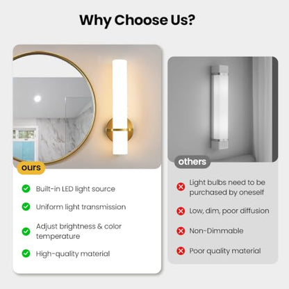 Modern Wall Sconces 5CCT LED Dimmable Bathroom Sconces for Living Room Bedroom Hallway