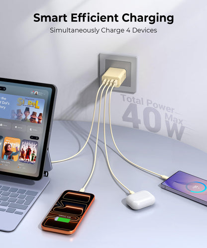 2 Pack] 40W Wall Charger Blocks (2Pack Yellow MGreen / 40W)