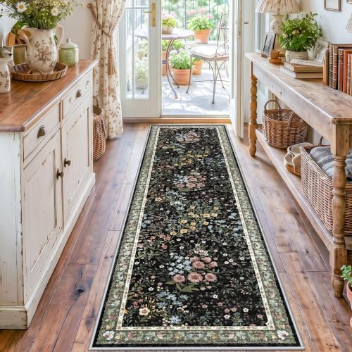 Washable Hallway Runner Rug 2x7 (Black / 2x7)